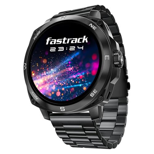 Image of Fastrack Radiant FX3 Smart Watch, 3.63 CM AMOLED Display, Functional Crown, AOD & DND Mode, SingleSync BT Calling, AI Voice Assistant, Women's Health Tracking, 100+ Sports & Smartwatch Faces (Black)