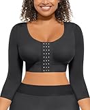 FeelinGirl Arm Compression Sleeve Women Front Closure Bra Long Sleeve Arm Shaper Post Arm Lipo Garment Black XXL