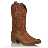 Farbe: Kamel Procity Damen Cowboy Stiefel Bikerboot Westernstiefel für Damen mit dem Blockabsatz Camel 38