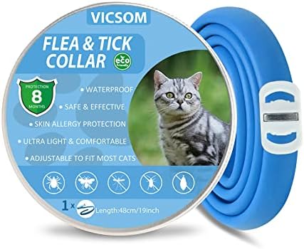 Flea and Tick Collar for Cats, Flea Cats Collar, Flea Treatment Cats, 8 Months Protection Waterproof Adjustable Cat Flea and Tick Collar, Natural Anti Tick Collar for Kittens Cats Puppies Pink