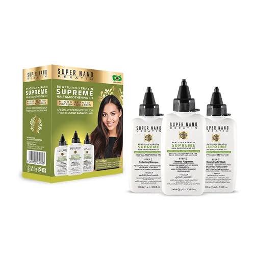 Super Nano Keratin Supreme Hair Brazilian Keratin Kit, Hair Smoothing, Professional Hair Care, Long Lasting Results, Keratine Hair Treatment | 3 x 100ml