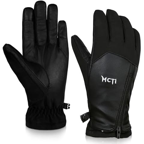 MCTi Winter Gloves for Men Waterproof Warm for Cold Weather Touchscreen Zipper Gloves Cover