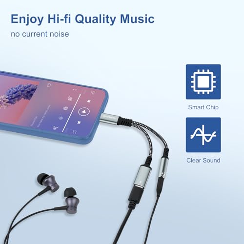 QimKero USB C to 3.5mm Headphone and Charger Adapter, 2-in-1 USB C to Aux Audio Adapter for PD 60W Fast Charging for iPhone 15 Plus Pro Max, Samsung Galaxy S20, S21, S22, S23, iPad Pro,Air4 - Thumbnail 2