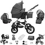 Bebebi Florida | 3 in 1 Kombi Kinderwagen Set | Luftreifen | Farbe: Flojeans