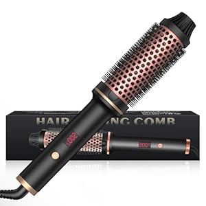 3 in 1 Thermal Brush, 38mm Lockenbürste Thermobürste, Lockenbürste LCD Anzeige 120-210℃, Erhöhen Sie das Haarvolumen, Lose Locken, Glattes Haar, Leichte Kompakte Größe, Dual Spannung Passend für Reise