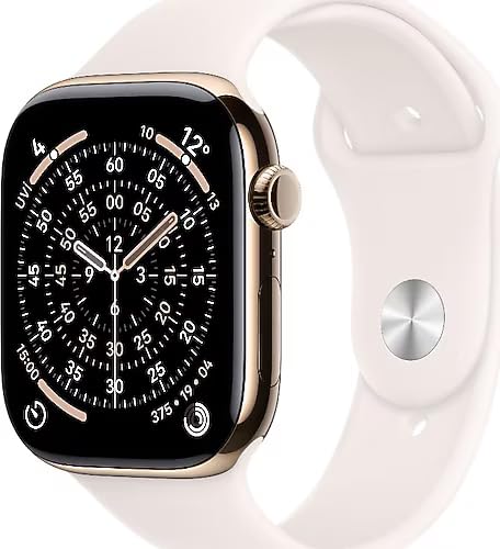 Apple Watch Series 11 GPS + Cellular 46 mm Altın Rengi Titanyum Kasa Akıllı Saat ve Bulut Pembesi Spor Kordon - M/L. Uyku Skoru, Fitness Takibi, Sağlık İzleme, Hep Açık Ekran