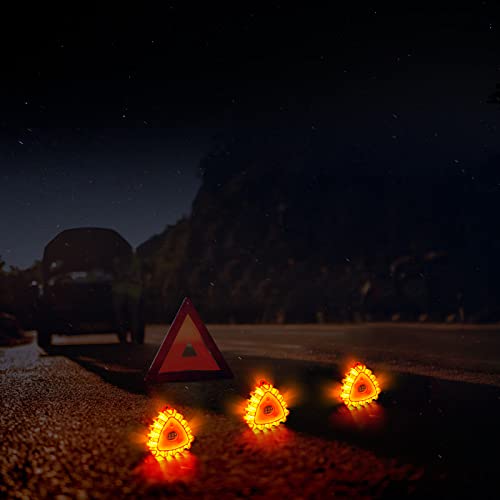 3 Pack Led Road Flares Emergency Lights Roadside Warning Safety Disc Beacon Flashing Flare Kit With Magnetic Base, Hook For Car, Truck, Rv, Boat (Batteries Not Included) (3Pack-Upgrade Triangle) #TOP3