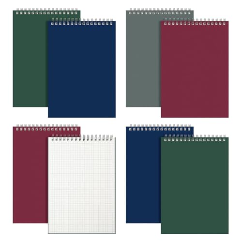 Carnets de notes quadrillés lot de 6 avec couverture rigide et double bobine