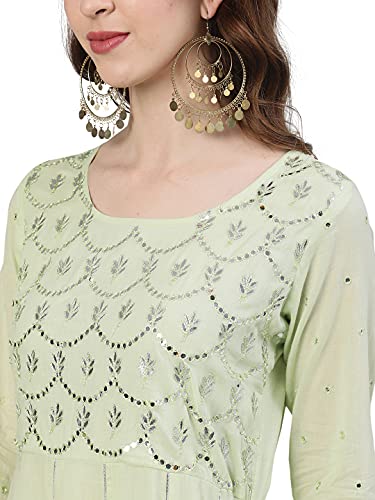 Image of Ishin Women's Cotton Regular Fit Anarkali Kurta