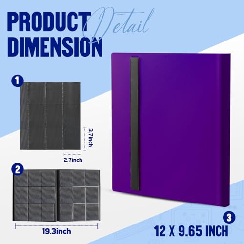 Card Binder 9-Pockets, Trading Card Binder, 20 Pages, 360 Card Capacity Collection Binder, Card Folder for MTG, TCG, Game Cards & Sports Cards（Purple）
