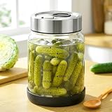 SERYUUT Słoik fermentacyjny, słoik fermentacyjny, słoik do kimchi, szkło do kapusty, 1 l, szklany pojemnik z zaworem, hermetyczny pojemnik ze stali nierdzewnej, do fermentacji warzyw, do kuchni, bez