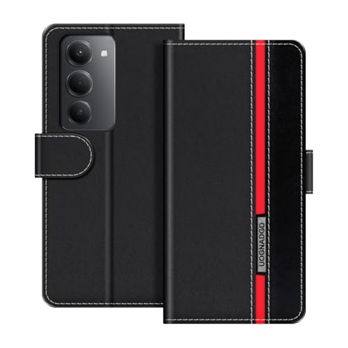 UOGNADGD ���U�[�P�[�X Xiaomi Poco M8S 5G �Ƃ̌݊������� �}�O�l�b�g���t���b�v�J�o�[ �X�^���h���J�[�h�z���_�[�t�� �Ռ��ی�Ή� (�u���b�N)