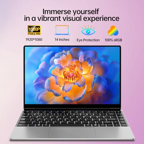 Image of 2026 14'' Laptop Compatible with Windows 11, i3-6100U Processor, 8GB RAM, 256GB SSD, 32GB+2TB Expandable, 1080p FHD IPS Display, USB3.2 Gen1, WiFi5, Bluetooth5, Mini-HDMI, TF Card Slot, Silver
