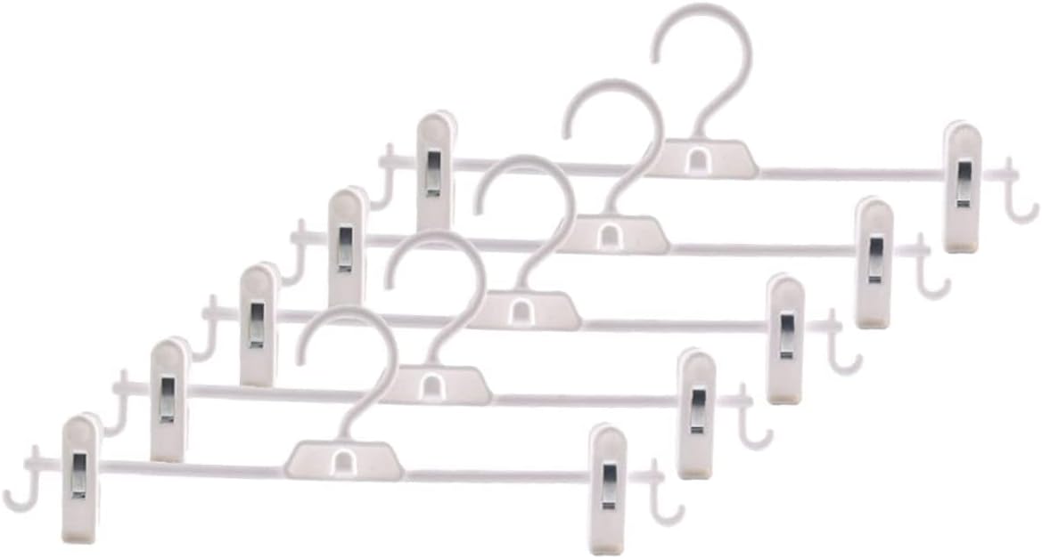 GLEAVI 10pcs Non-Slip Hanger Clips Practical Multifunctional White Hangers for Coat Pant Dress Socks Space Saving Rack for Clothes