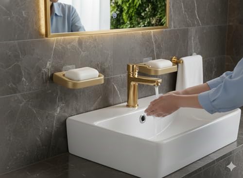 Image of Soap Dish (Wall Mount Big Soap Dish (Golden) Set of 2)