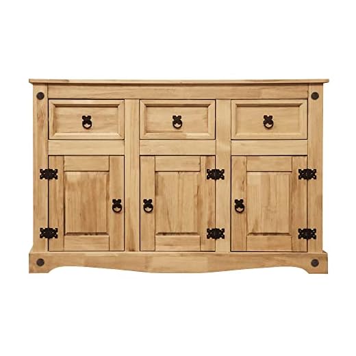 Corona Sideboard, 3 Door 3 Drawer Solid Pine Wood sideboard living room furniture,Waxed