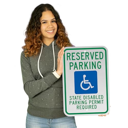 Brimar - 12\" x 18\" - Washington Accessible Parking Sign - Reserved Parking State Disabled Parking Permit Required - .063″ Engineering Grade Reflective Aluminum - Bold Text and Symbol - Easy Installation - Thumbnail 3