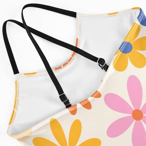 Floral Groovy Daisy Flower Girls Swimsuit One Piece Bathing Suit for Baby Girls' Swimwear 3-10T4