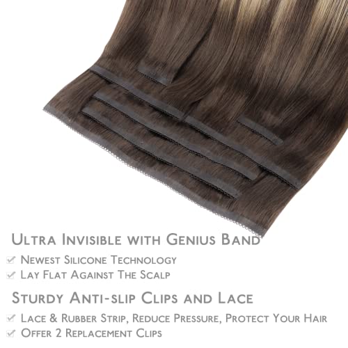Image of WENNALIFE Invisible Edge Seamless Clip in Hair Extensions Real Human Hair