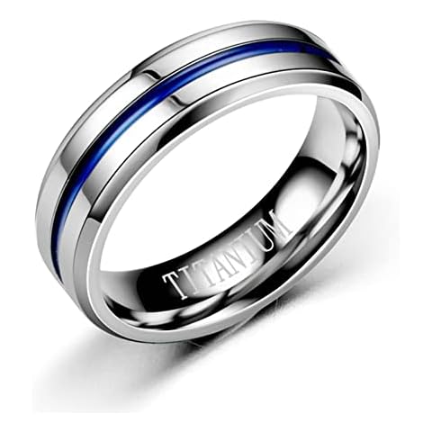 Ayoiow Jewelry for Women Rings, Silver Blue Promise Ring 6MM Two-Tone High Polished Size L 1/2 Cover