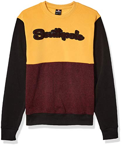 Southpole Men's Fleece Crewneck Sweatshirt, Marled Burgundy, X-Large