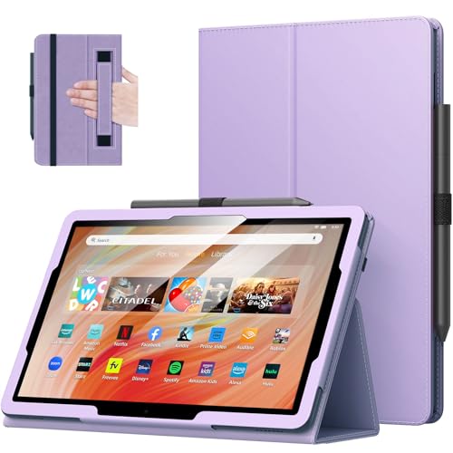 MoKo Case Fits All-New Amazon Kindle Fire HD 10 & 10 Plus Tablet (13th/11th Generation, 2023/2021 Release) 10.1" - Slim Folding Stand Cover with Auto Wake/Sleep, Taro Purple