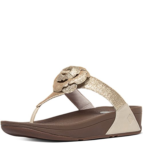 FitFlop Women's Glitterosa Flip Flop, Gold, 7 M US
