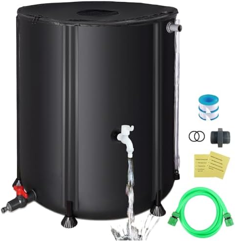 SKM Collapsible Rain Barrel, PVC Rain Water Collection System and...