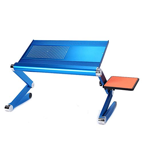Preisvergleich Produktbild Unbekannt Stehen Laptop Klappnachttisch Tragbare Aluminium Einstellbare Notebookhalterung Klappbare Schreibtisch Überdimensionale Maus-Pad Blau (Farbe : Blau, Größe : 50 * 24.5 * 53.3cm)