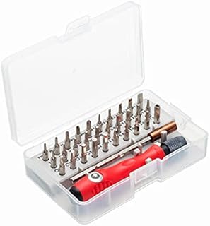 HPMAISON 32 in 1 Precision Screwdriver Set, 30 Magnetic Screwdriver Bits, Adjustable Pole & Anti-Slip Handle, Work Repair Tool for Household Appliances, Electronics, Crafts & DIY Projects (Red)