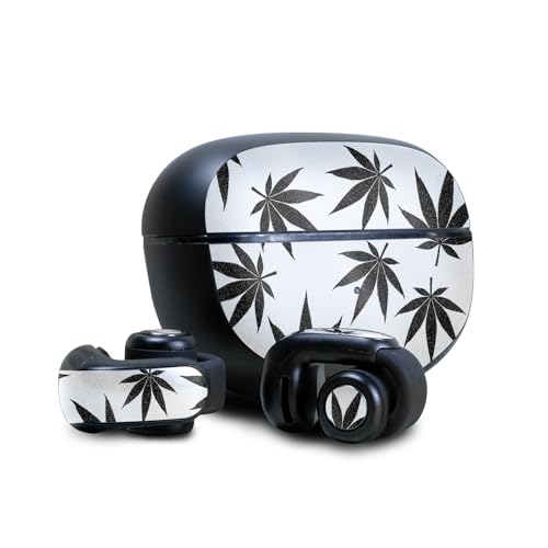 Image of Glossy Glitter Skin Compatible with Bose Ultra Open Earbuds - Pot Leaves Black - Premium 3M Vinyl Protective Wrap Decal Cover - Easy to Apply | Crafted in The USA by MightySkins