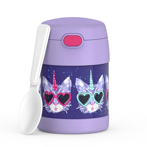 THERMOS FUNTAINER Kids Food Jar with Spoon, 10oz, Cool Caticorns