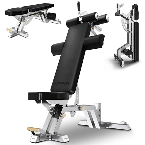 KeppiFitness Weight Bench, 1500LBS Stainless Steel Frame Workout Bench, Premium