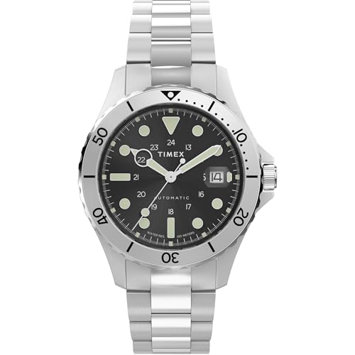 Montre Navi Timex 41 mm en acier inoxydable et cadran noir pour homme