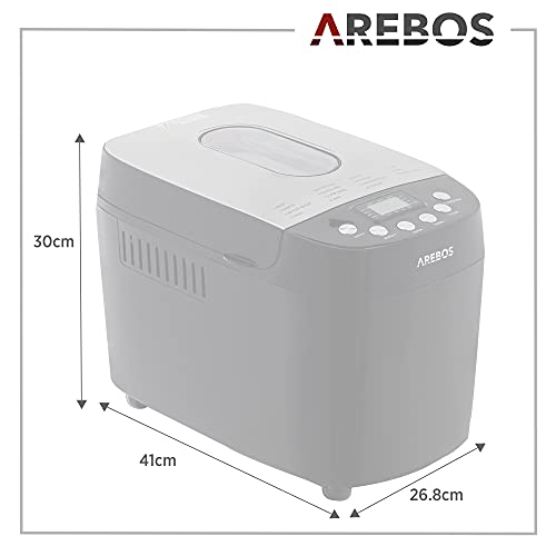 Arebos Brotbackautomat 1500g | mit 15 Programmen | 2 Knethaken | Timer | LCD Display | 3 Bräunungsgrade und Brotgrößen | 850 W | Schwarz – Bild 7