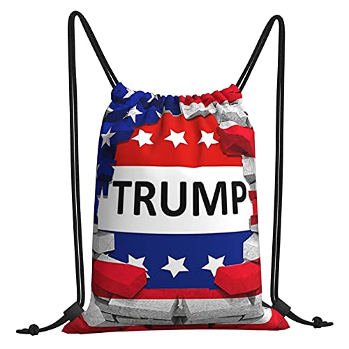 American Usa Trump Flag Drawstring Backpack Funny Sport Gym Bag Water Resistant Draw String Sackpack For Men Women Yoga Travel Beach Cinch Sack #TOP1