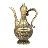 【Caratteristiche Strutturali】: Una caraffa dotata di un lungo beccuccio curvo, un manico anello ergonomico, un coperchio a cupola con terminale a punta e una solida base a piedistallo rotondo.