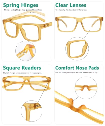 Image of Eyekepper 0.25 Reading Glasses Men, Readers for Women, 5 Pack Yellow | Stylish Mens Womens Cheaters,Large Fashion Reader Eyeglasses,All-Day Comfort Spring Hinges,Scratch Resistant for Work /Crafts