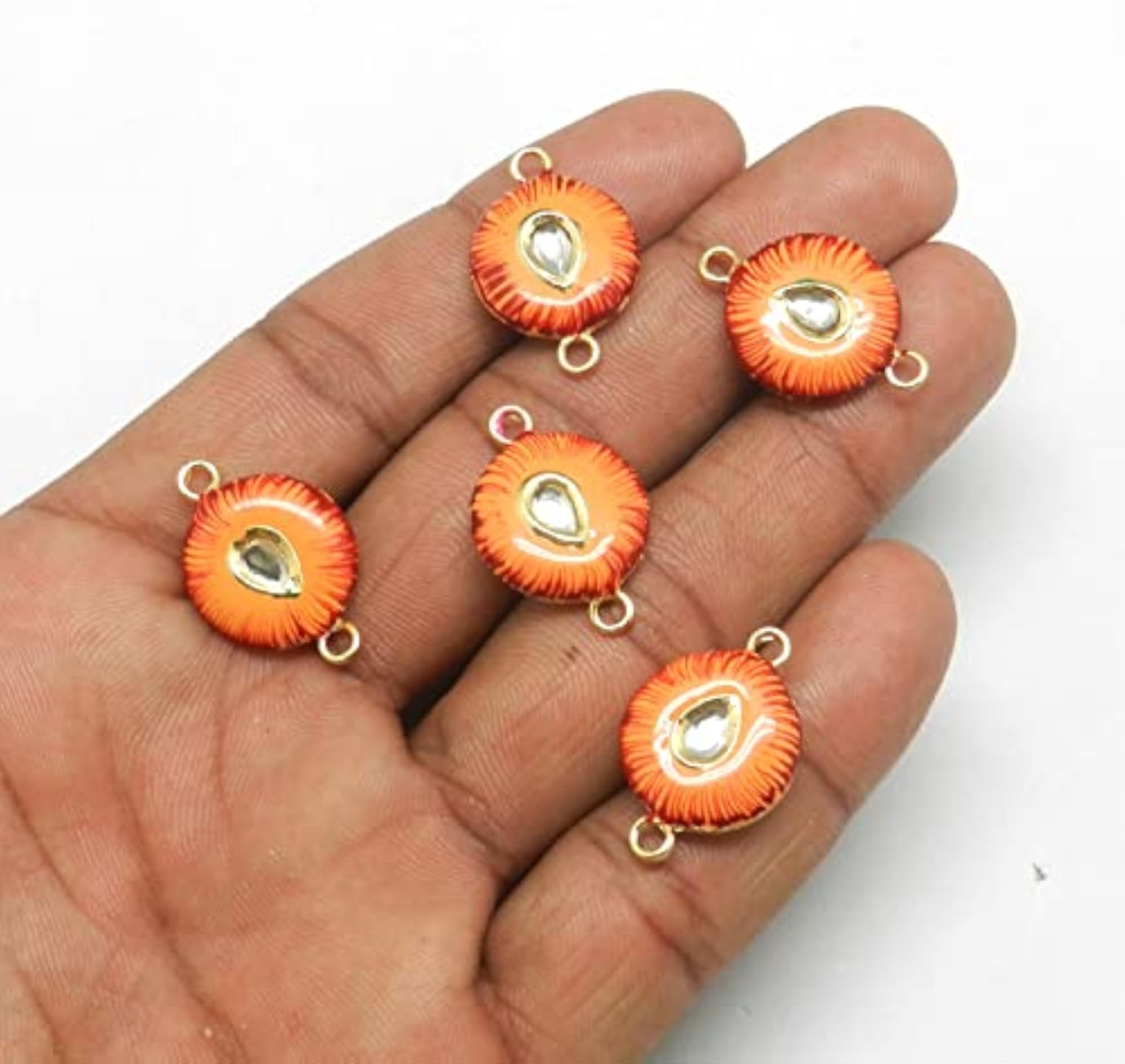 Kundan and Meenakari 20x20 mm Raw Material for Jewellery Work (Pack of 5)