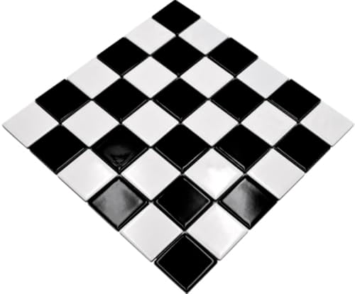 Carrelage mosaïque en céramique noir et blanc brillant pour sol, ...