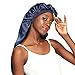 Extra Large Satin Bonnet for Curly Hair Stay on All Night Navy