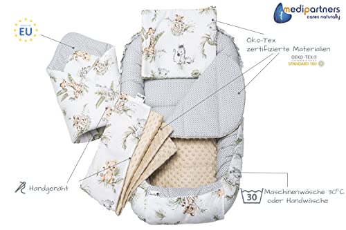 Medi Partners Babynest Nestchen Baby Set für Neugeborene - 100x60x10 Kuschelnest 5 teilig tragbar Nest zweiseitig Babynestchen Bett 100%… – Ansicht 3