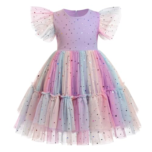Kids Girls Birthday Heart Star Glitters Princess Party Tulle Dress Cake Smash Party Pageant Clothes2