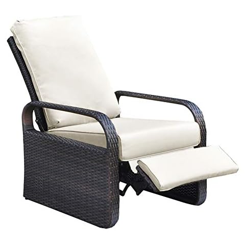 Outdoor Resin Wicker Patio Recliner Chair with Cushions, Patio Furniture Auto Adjustable Rattan Sofa, UV/Fade/Water/Sweat/Rust Resistant, Easy to Assemble (Beige) Cover