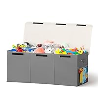 ADEHMDA Large Toy Box, Toy Box Storage with Lid, Collapsible Sturdy Toy Chest Box for Kids, Girls and Boys, Nursery Room and Living Room, 39.5\"x13\" x16\"(grey)