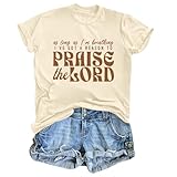 Lytiarul Christian Shirts for Women Praise The Lord God Bible Verse Tshirts Jesus Faith Religious T Shirt Inspirational Tees(Apricot,XL)