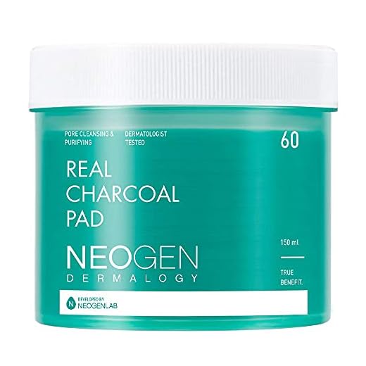 DERMALOGY by NEOGENLAB Real Charcoal Pad (60 pads) - Daily Deep Pore Facial Cleansing Pads with PHA, LHA & Charcoal for Normal & Oily Skin & Dry Skin - Korean Skin Care