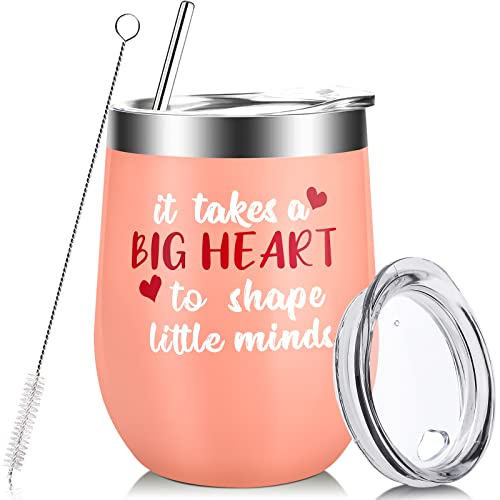 Teacher Appreciation Gifts For Women, 12 Oz Novelty Wine Tumbler Gift For Teacher From Students, Birthday Retirement Christmas Valentines Day Graduation Gifts For Professor Sister Friend Her #TOP24