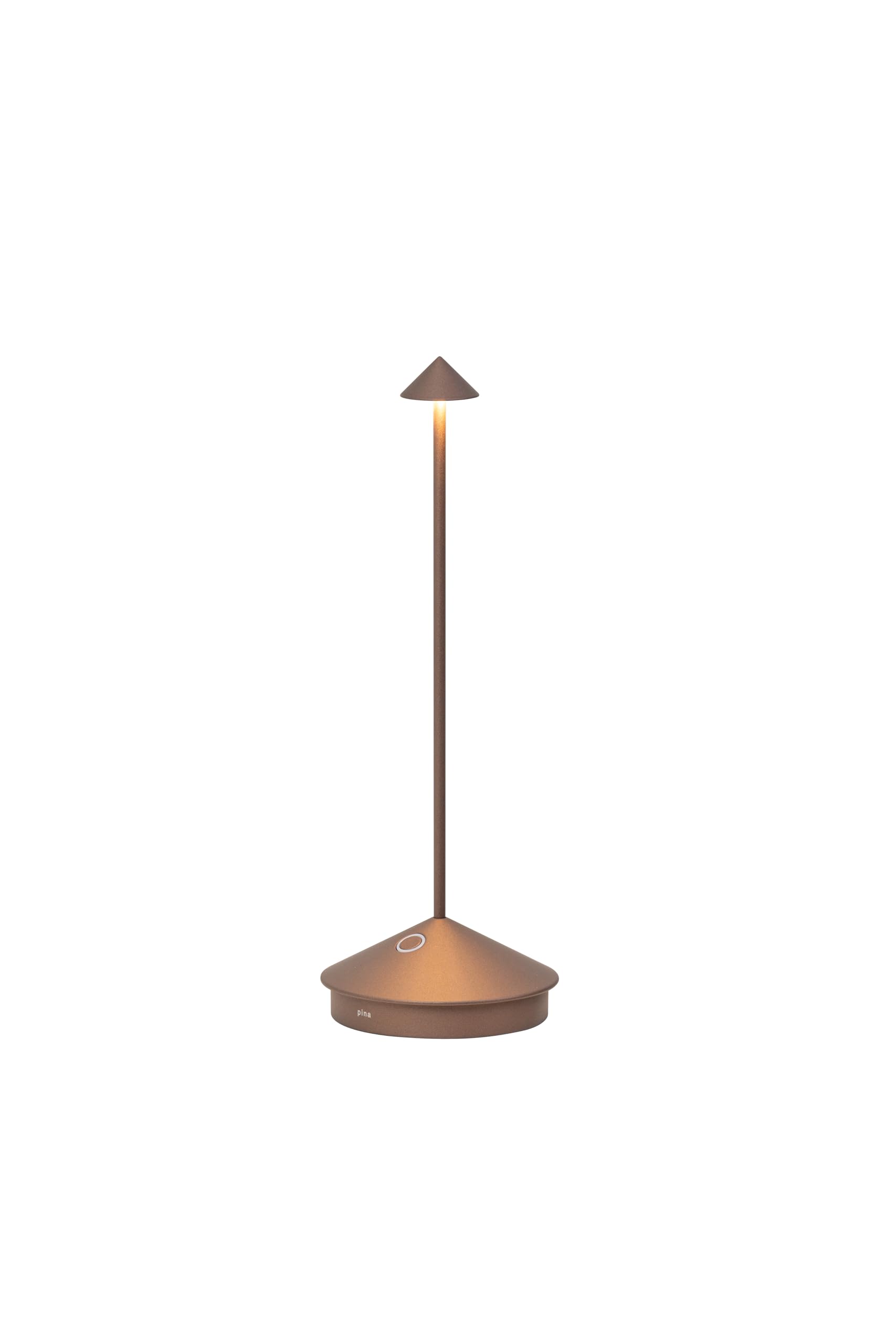 Zafferano, Pina Lampe, Wiederaufladbare und Kabellose Tischlampe mit Touch Control, Geeignet für den Innen- und Außenbereich, Dimmer, 2200-3000 K, Höhe 29 cm, Farbe Bronze