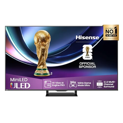 Hisense 55U7Q Pro Fernseher 55 Zoll, 4K Mini LED, Smart TV, Hi-View AI Engine Pro, 165Hz Game Mode Ultra, FreeSync Premium Pro, 2.1.2 Ch. Surround Sound, Dolby Vision IQ Atmos, Sprachsteuerung [2025]